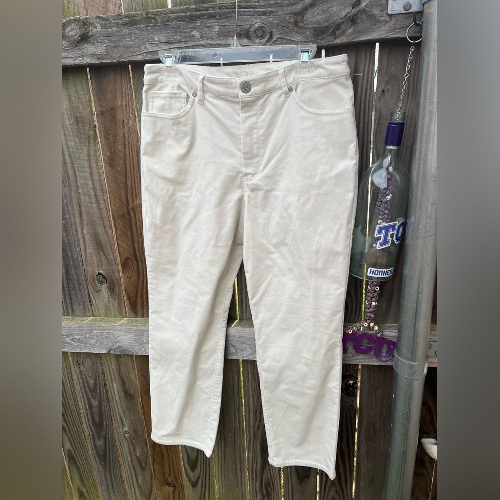 👗Soft Surroundings ivory pearl velveteen pants - Picture 2 of 6